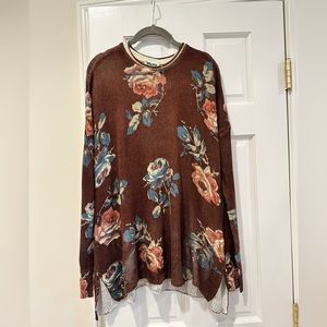 Show me Your Mumu “Bonfire Sweater” Chocolate and Roses Print